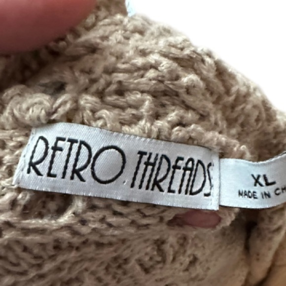 Retro Threads Tan Cardigan Sweater with Fringe - Picture 6 of 7